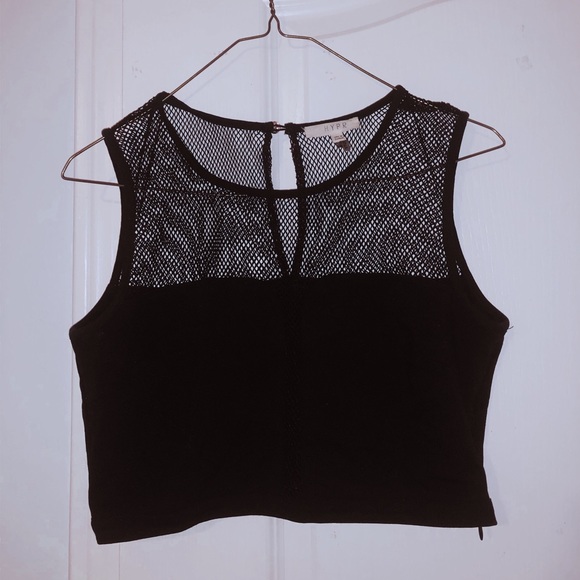 Black Mesh Crop Top - Picture 2 of 3